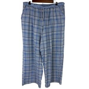 Croft & Barrow Intimates Women's XL Blue Plaid Fleece Wide Leg Pajama Pants